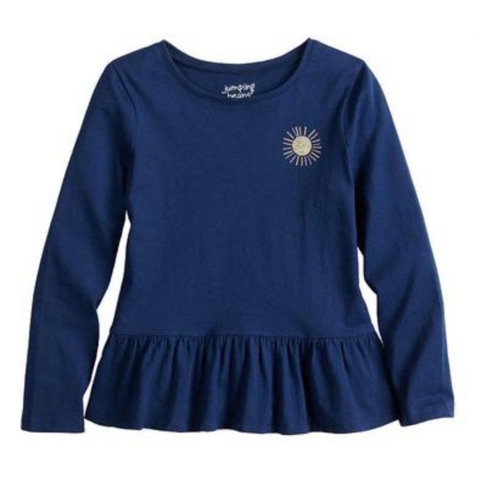 Girls Jumping Beans Long Sleeve Peplum-Hem Top Size 12
